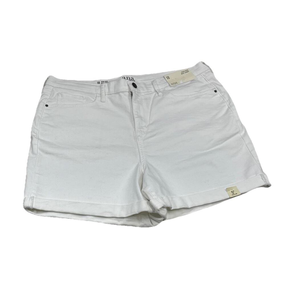 a.n.a. Shorts Women 18 White Denim High Rise MIDI 5 Inseam Stretch Casual Summer - Picture 3 of 11